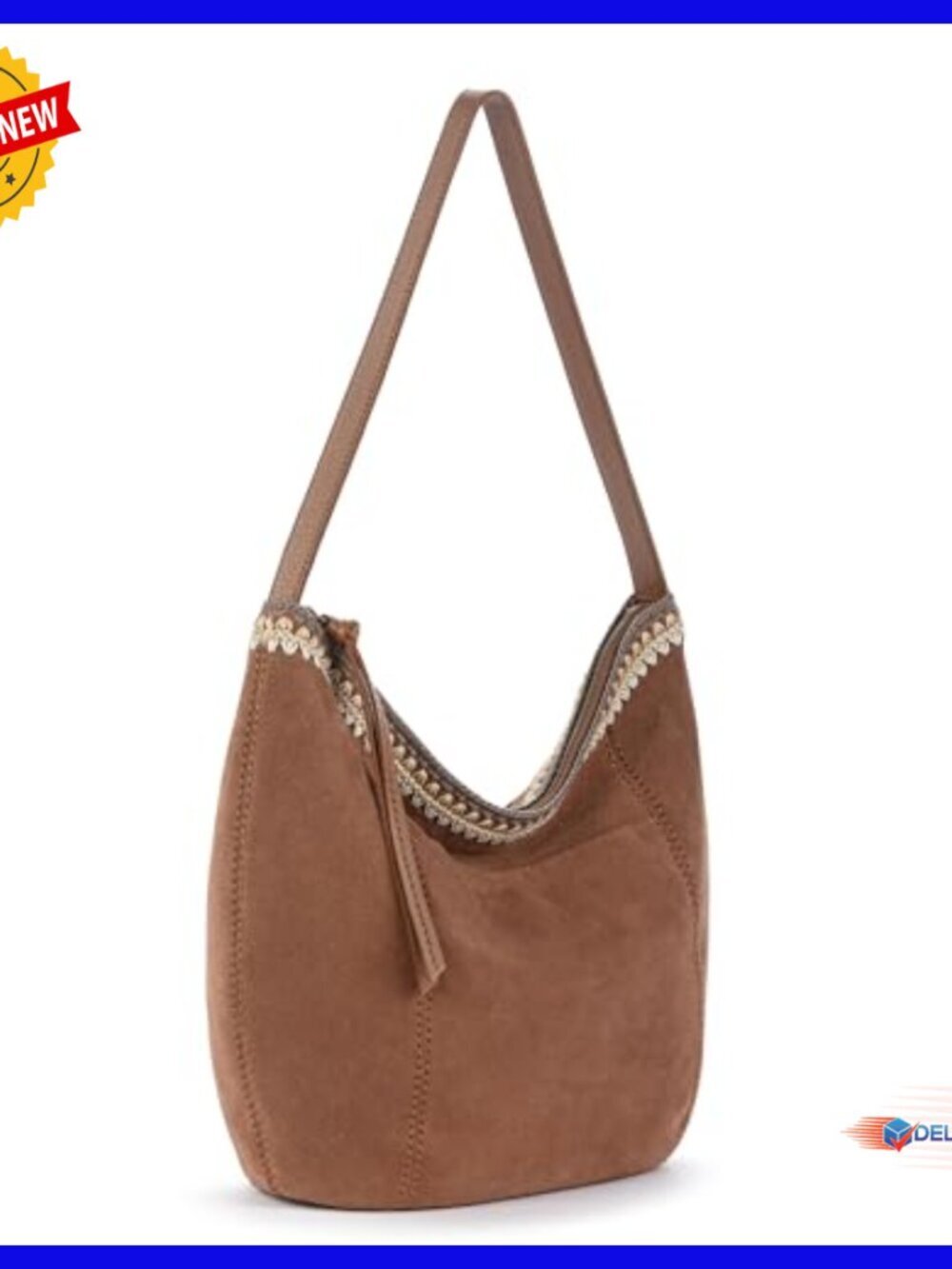 Large Leather Hobo Handbag with Zipper Pockets for Everyday Travel - Picture 4 of 6